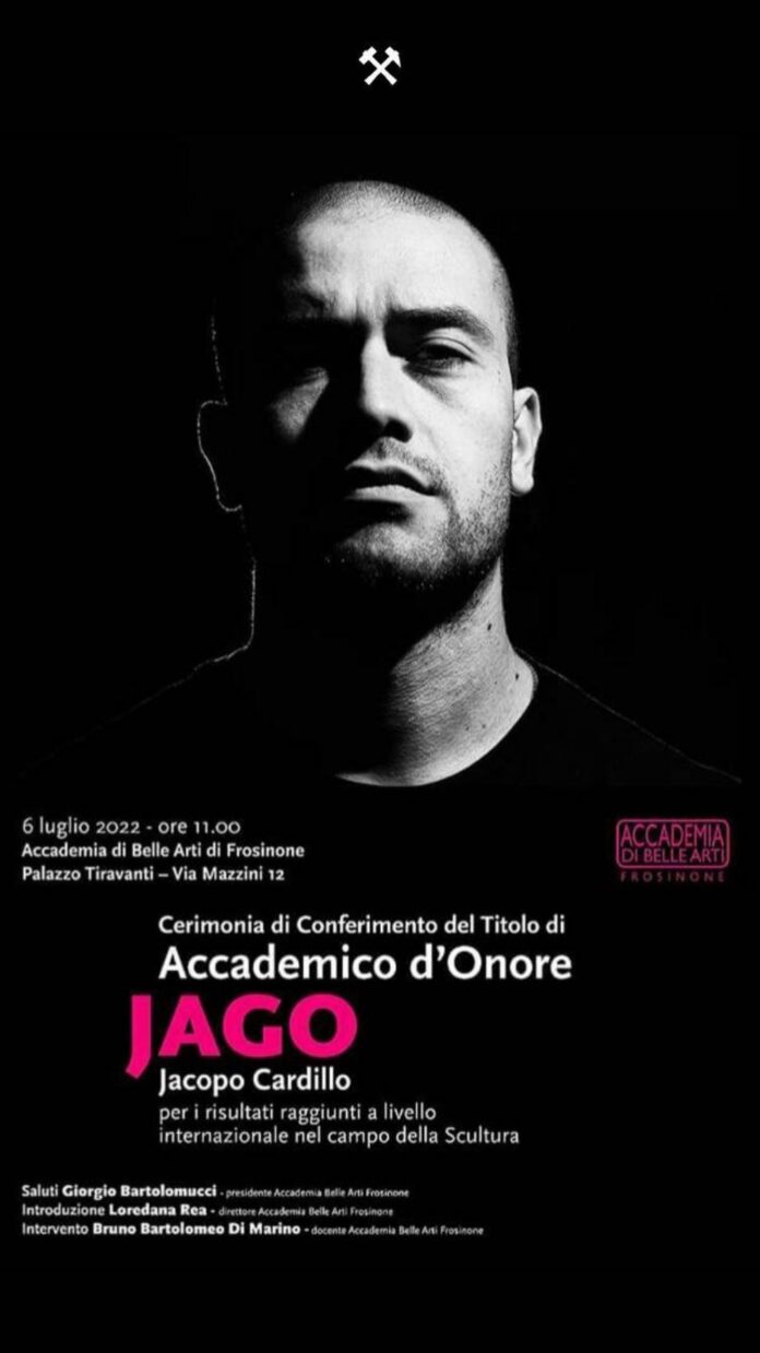 Jago awarded at the Academy of Fine Arts in Frosinone - Rome International